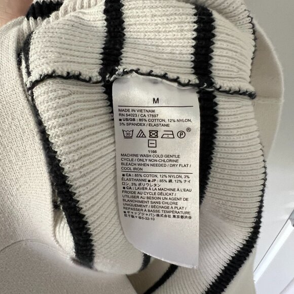 Striped Boat-Neck Sweater Tank in White & Black - Picture 4 of 5